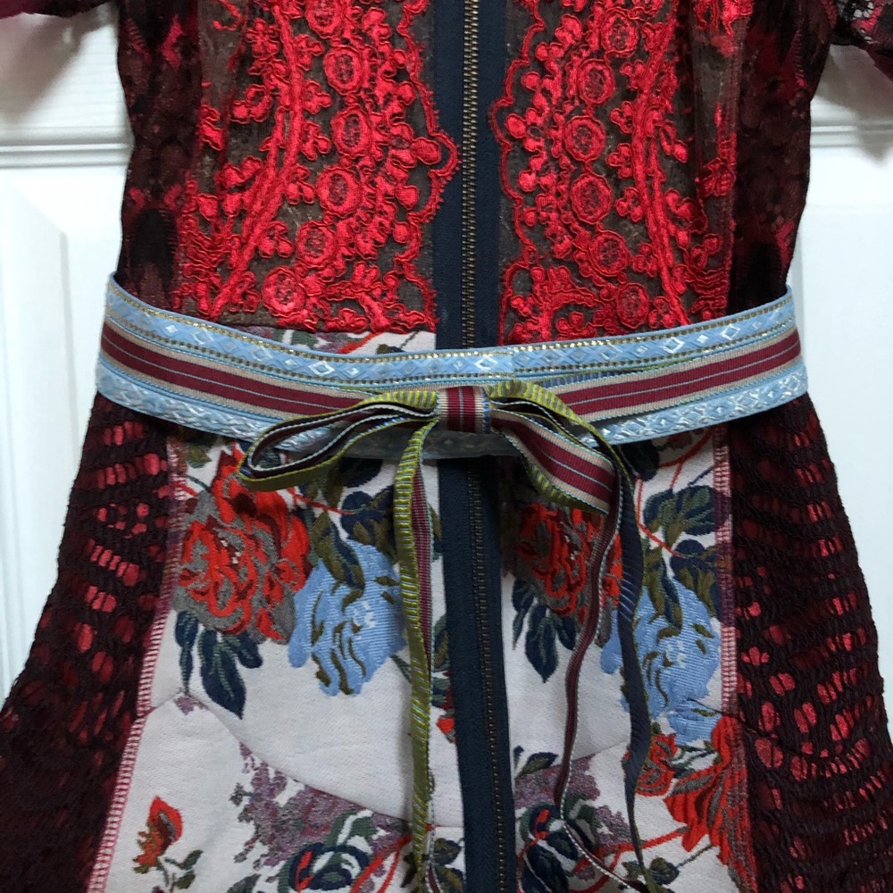 Anthro Byron Lars Winter Rose Lace Dress sz 00 - Picture 6 of 8